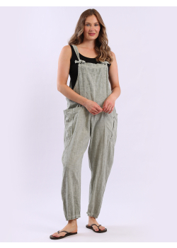 Vintage Wash Solid Linen Women Pabo Dungaree