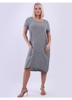 Italian Vintage Wash Linen Lagenlook Solid Dress