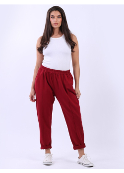 Ladies Solid Cotton Casual Sweat Trousers