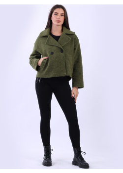 Made In Italy Front Button Crop Woolen Jacket