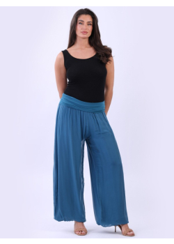 Plain Wide Leg Silk Oversized Palazzo Trouser