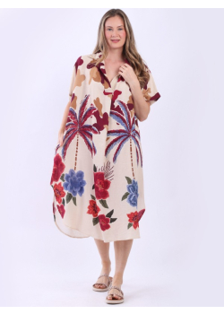 Women Plus Size Multi Color Collared Shirt Dress