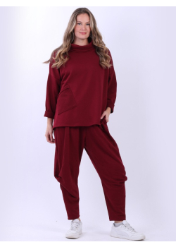Solid Drop Shoulders Cowl Neck Wooly Top