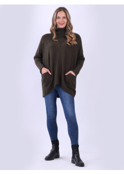 Ladies Cable Knit Cowl Neck Baggy Jumper