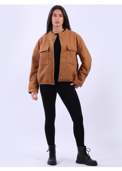 Front Buttons Solid Wool Crop Jacket