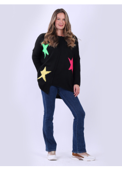 Italian Asymmetric Plus Size Star Knitted Jumper
