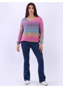Italian Boxy Rainbow Crop Knitted Wooly Top