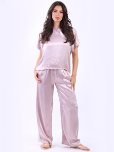 Plain Satin Bay Neck Short Sleeves Crop Top